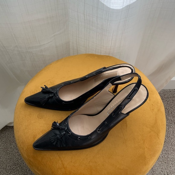 Michael Kors Black Leather Slingback Fringe Mules Size 8.5 - Picture 5 of 8